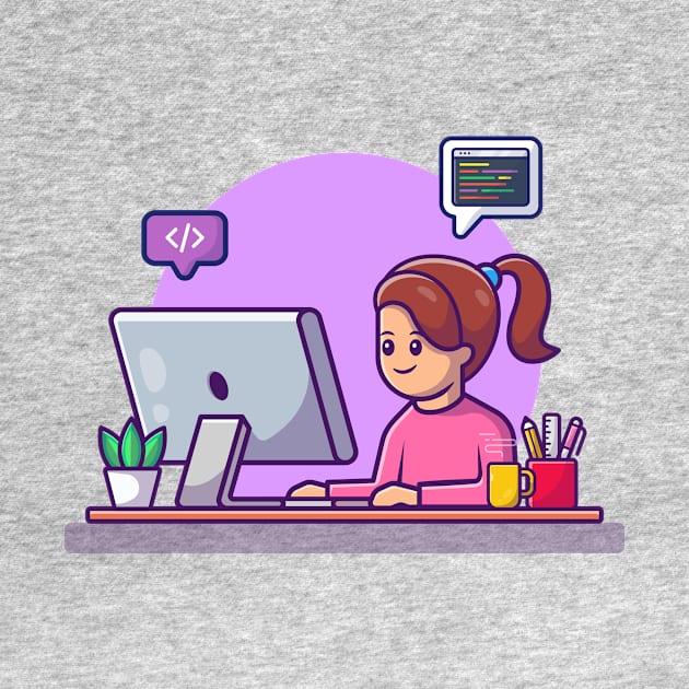 Cute Girl Working On Computer by Catalyst Labs